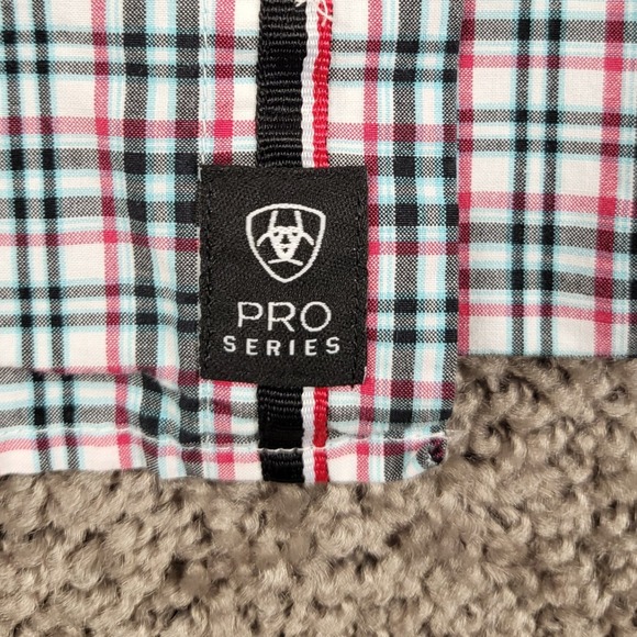 ARIAT PRO SERIES Mens Plaid Long Sleeve Button Up Shirt Red Green White XL TG - Picture 8 of 11